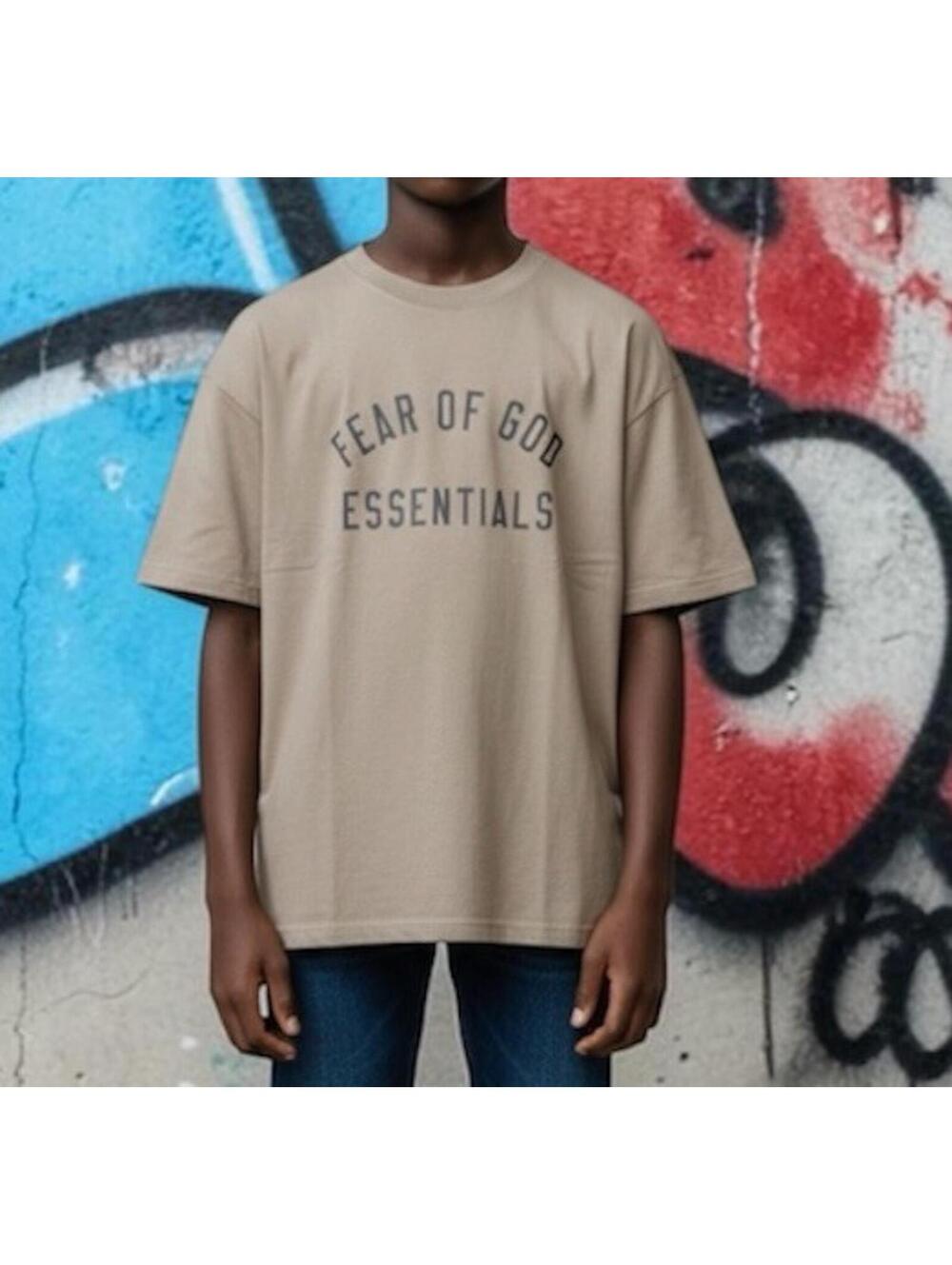 Fear of God Essentials Beige Short Sleeve Crew Neck TShirt S